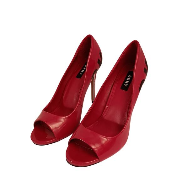 DKNY Women's Red Stilettos, with Silver Heel, Christmas/Holiday Parties size 8.5 - Picture 1 of 7